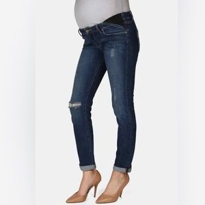 Paige Jimmy Jimmy Skinny Distressed Dark Wash Rebel Dest Maternity Jeans Sz 27